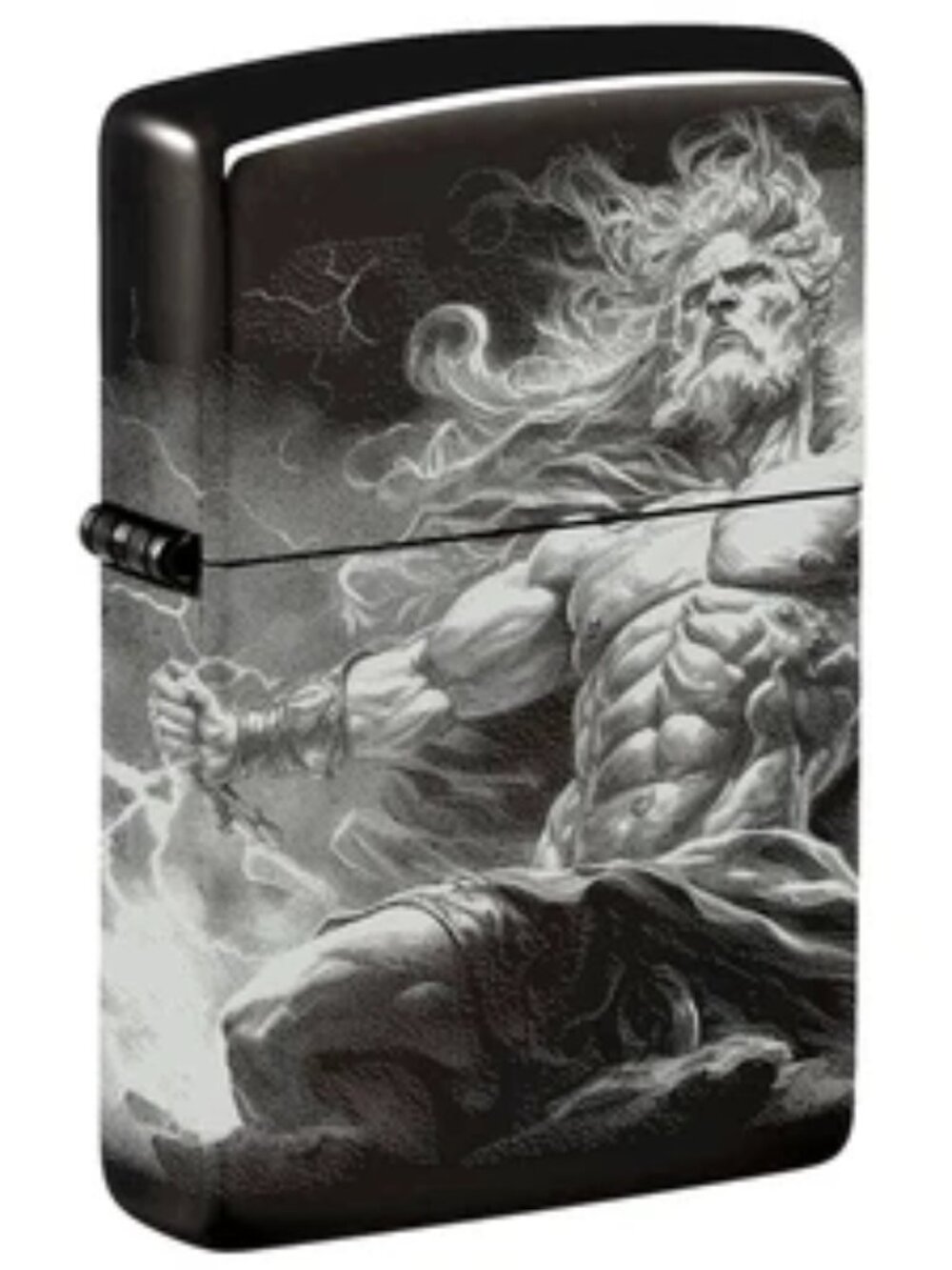 Zeus Design, High Polish Black Finish, 2-Sided Zippo